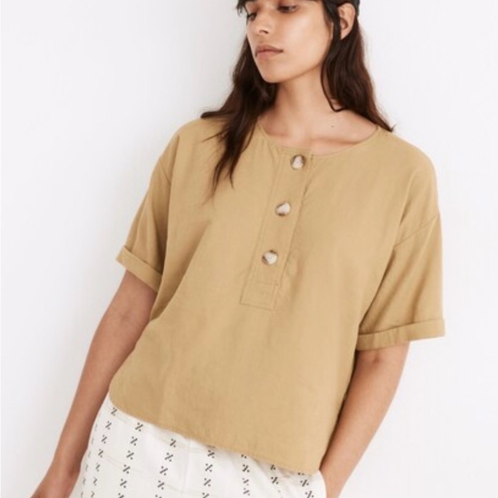 Madewell Linen-Blend Henley Slouch Shirt XS
